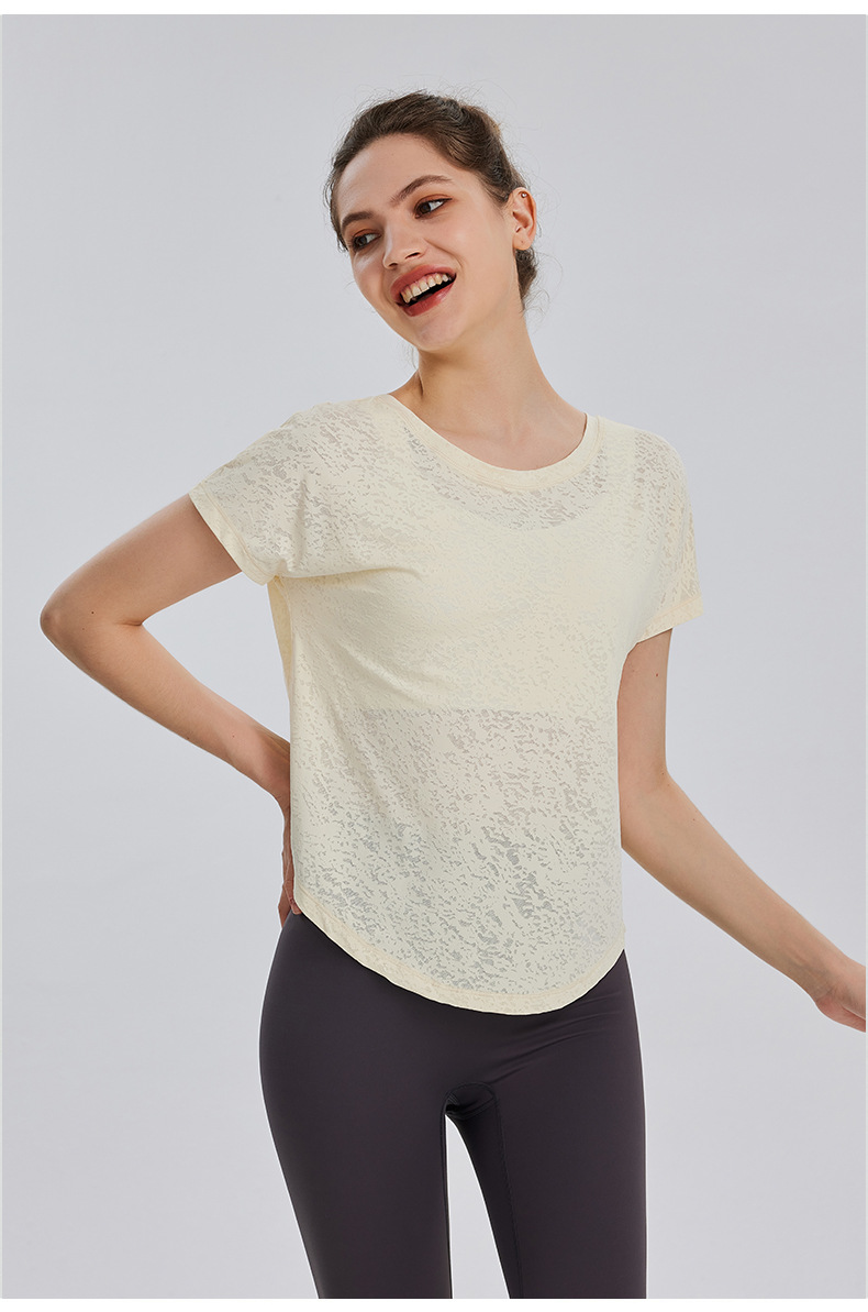Womens Burnout Yoga T-Shirt Short Sleeve Athletic Top